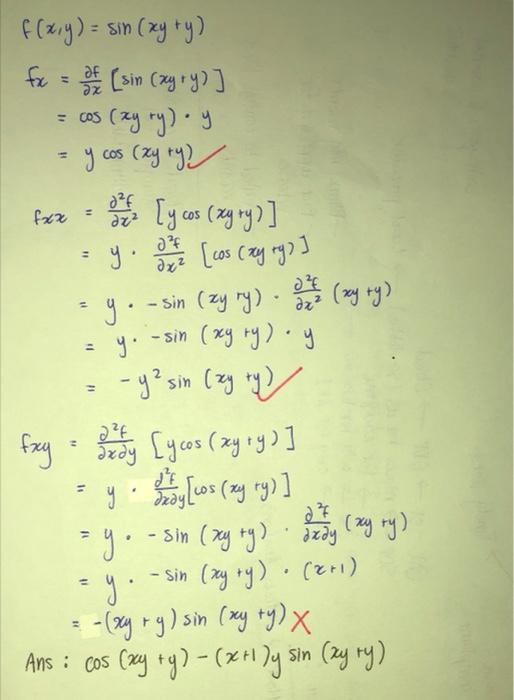 derivative of sin(xy)=y