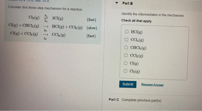 Solved 75.9 Part B Consider this three-step mechanism for a | Chegg.com