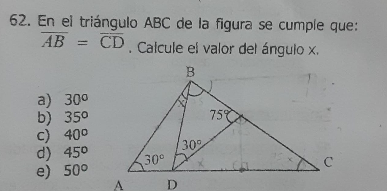 Solved En el triángulo ABC de la figura se cumple | Chegg.com