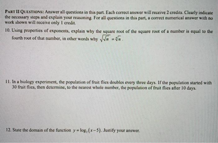 Solved PART II QUESTIONS: Answer all questions in this part. | Chegg.com