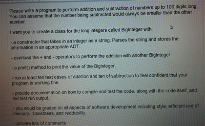 Solved Please write a program to perform addition and | Chegg.com