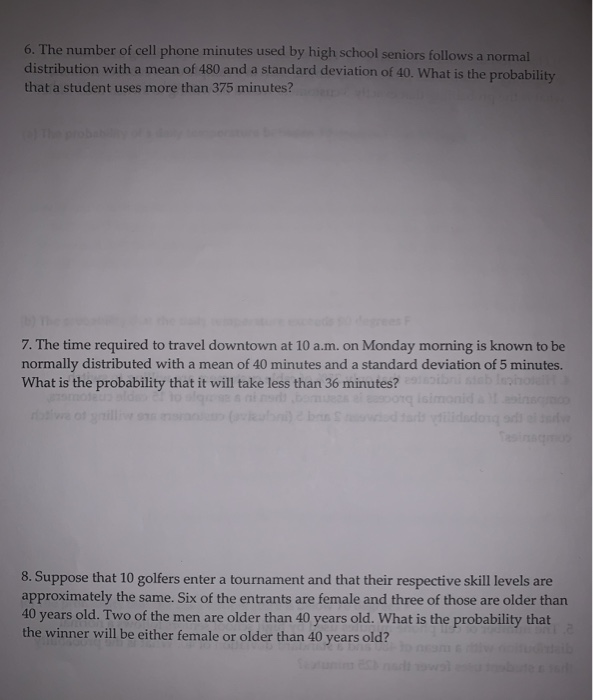 Solved 6. The number of cell phone minutes used by high