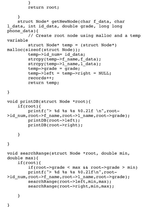 Solved struct Node char f_name; char 1_name; int id num; | Chegg.com image.
