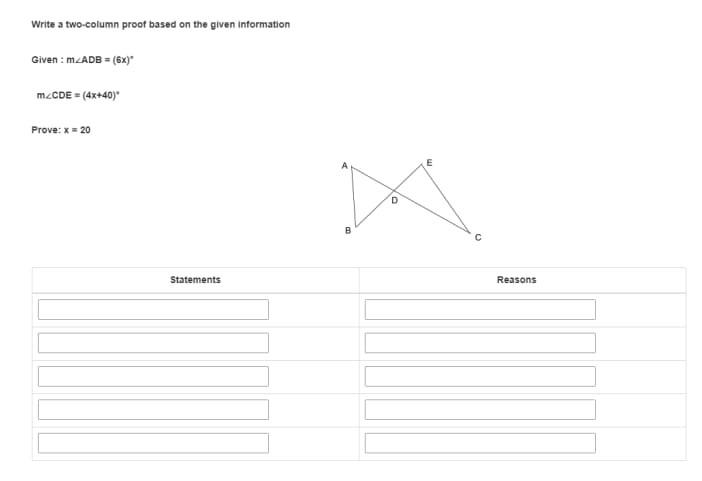 Solved Write a two-column proof based on the given | Chegg.com