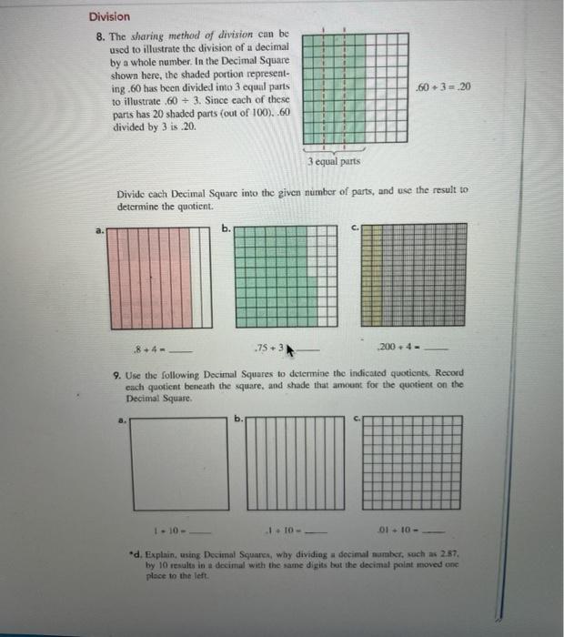 Division 8. The sharing method of division can be | Chegg.com