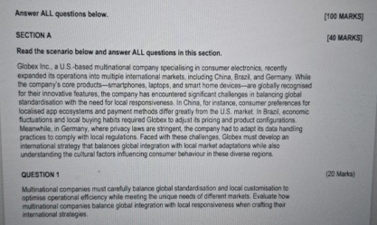 Solved Answer ALL questions below.SECTION ARead the scenario | Chegg.com