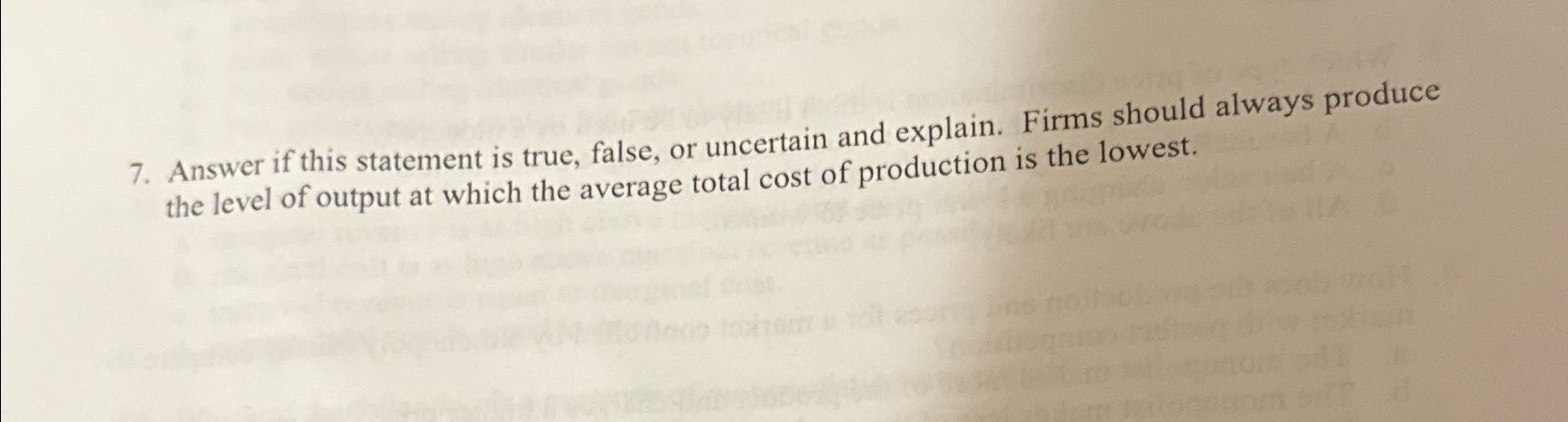 Solved Answer if this statement is true, false, or uncertain | Chegg.com