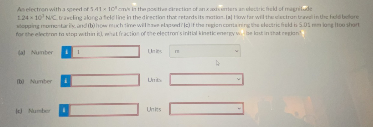 Solved An electron with a speed of 5.41×108cms ﻿in the | Chegg.com