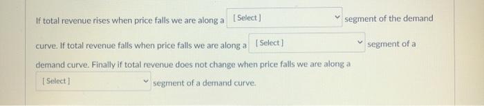 Solved If total revenue rises when price falls we are alonga | Chegg.com