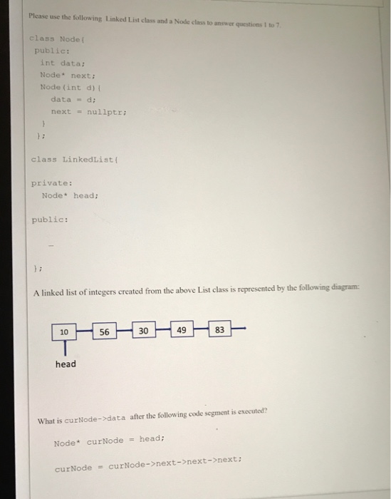 Solved Please use the following Linked List class and a Node | Chegg.com