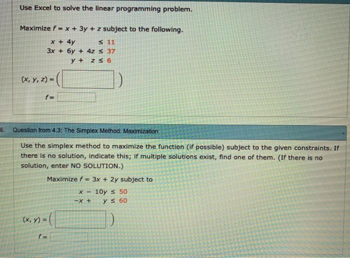 Solved Use Excel To Solve The Linear Programming Problem. | Chegg.com ...