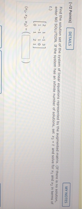 Solved [-12 Points) DETAILS MY NOTES Find the solution set | Chegg.com