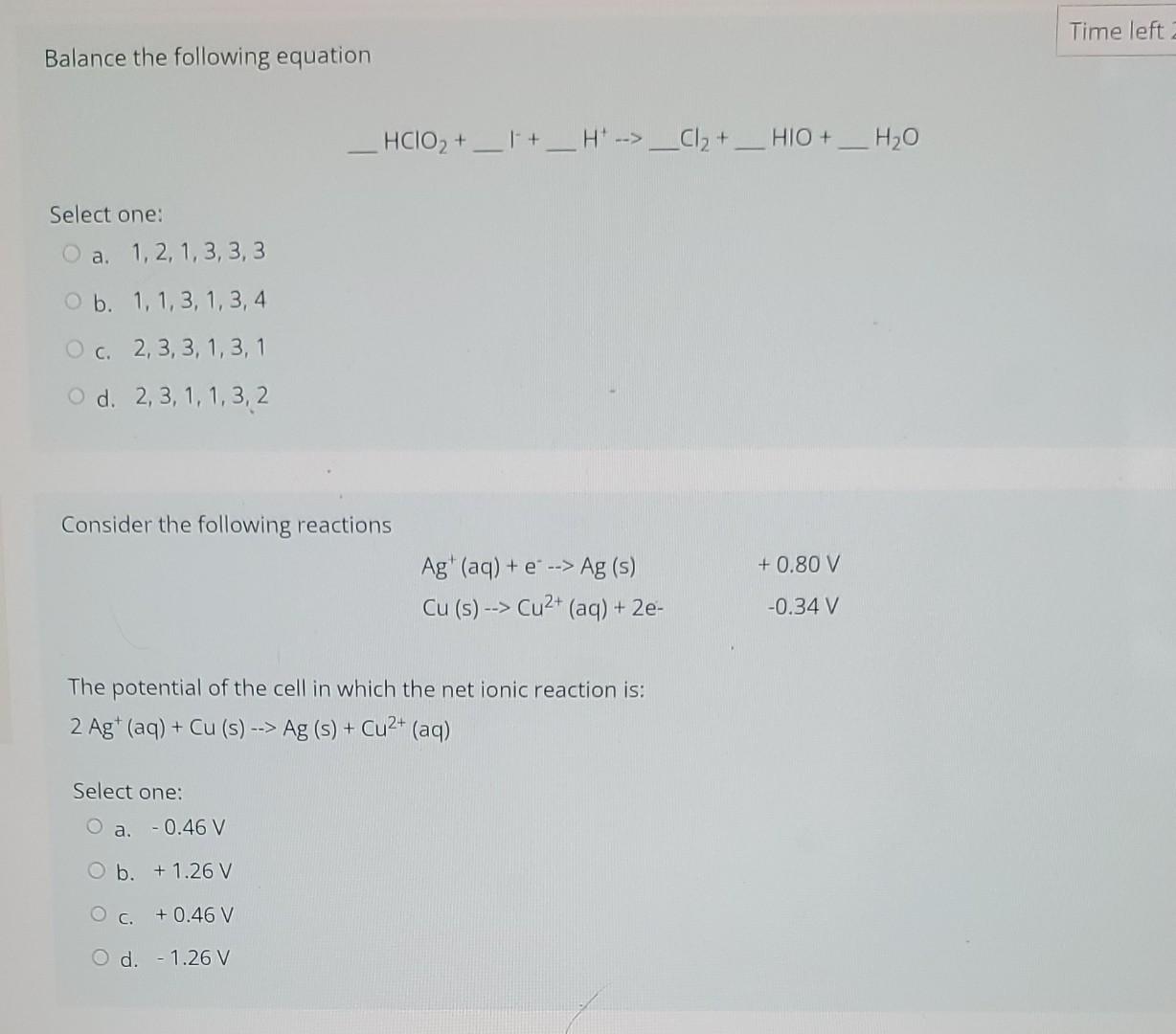 Solved Balance The Following Equation | Chegg.com