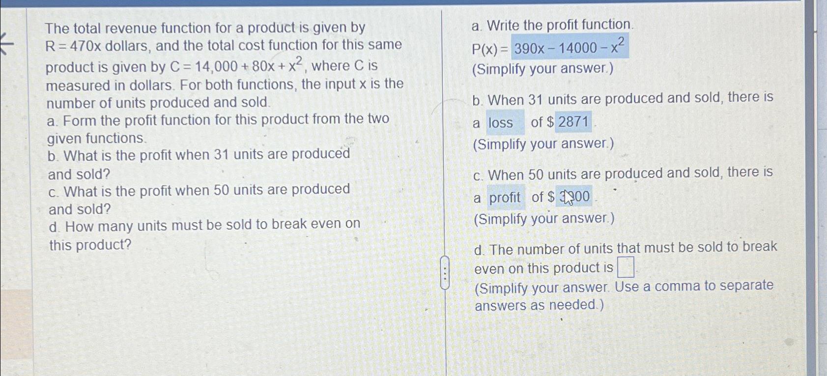 Solved The total revenue function for a product is given by | Chegg.com