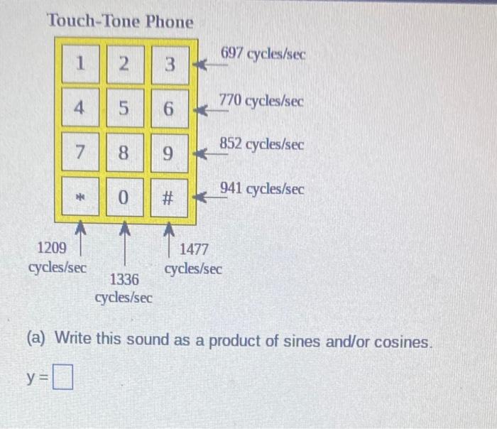 Solved On a TouchTone phone, each button produces a unique