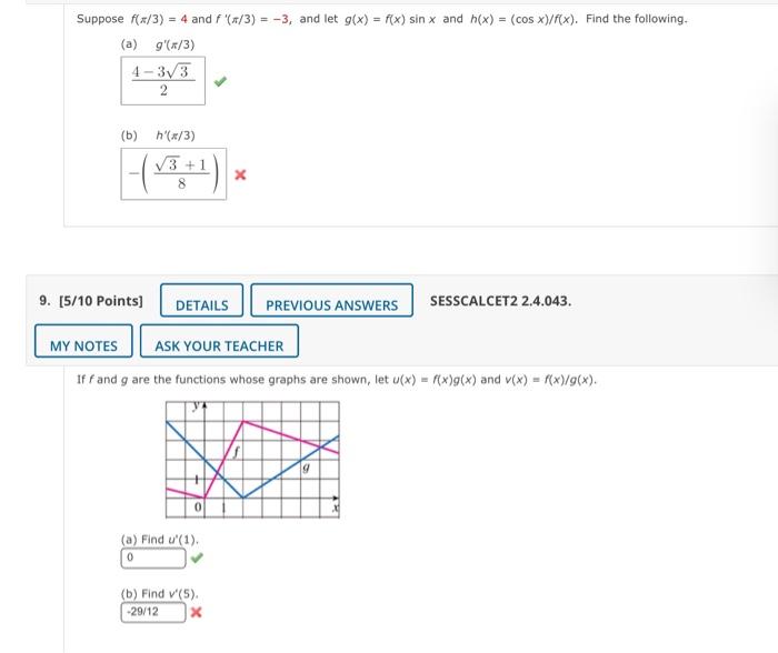 Solved Suppose F X 3 4 And F 1 3 3 And Let G X