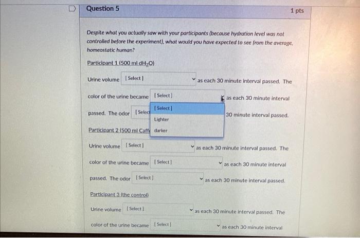 Solved D Question 5 1 pts Despite what you actually saw with | Chegg.com