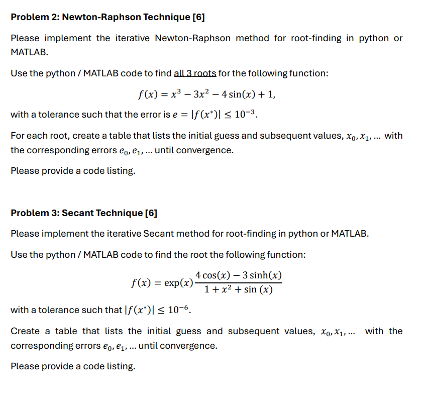 Solved Problem 2: Newton-Raphson Technique [6]Please | Chegg.com