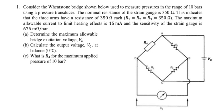 Solved 1. Consider the Wheatstone bridge shown below used to | Chegg.com