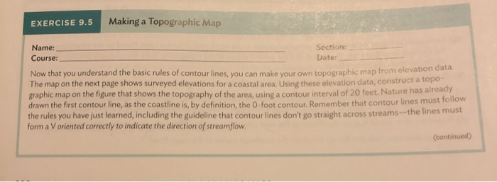 Solved EXERCISE 9.5 Making a Topographic Map Name: Section: | Chegg.com