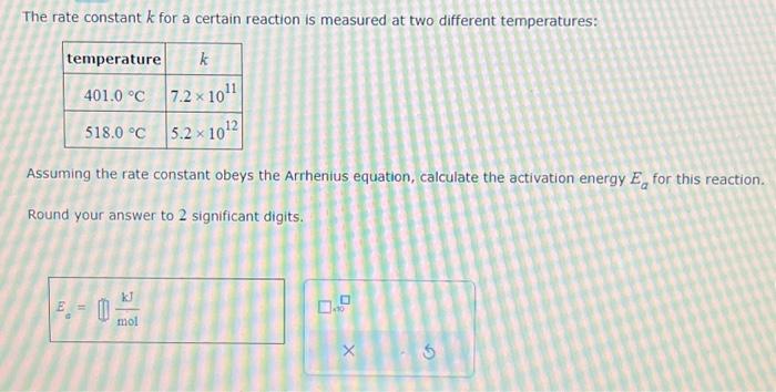 Solved The rate constant k for a certain reaction is | Chegg.com