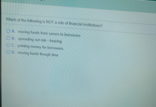 Solved Which Of The Following Is NOT A Role Of Financial Chegg