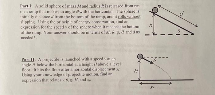 Solved Part I: A solid sphere of mass M and radius R is | Chegg.com