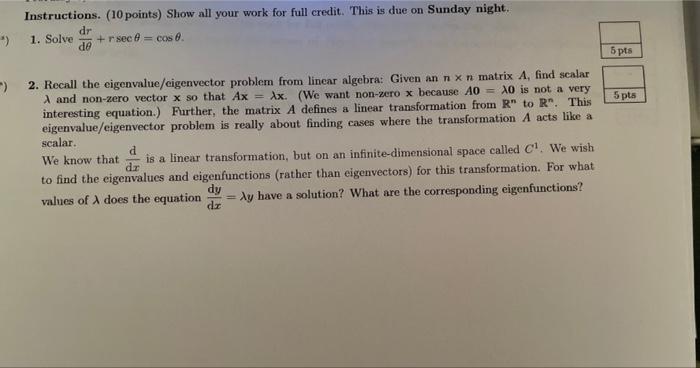 Solved Instructions. (10 points) Show all your work for full | Chegg.com
