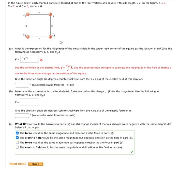 Solved In the figure below, each charged particle is located | Chegg.com