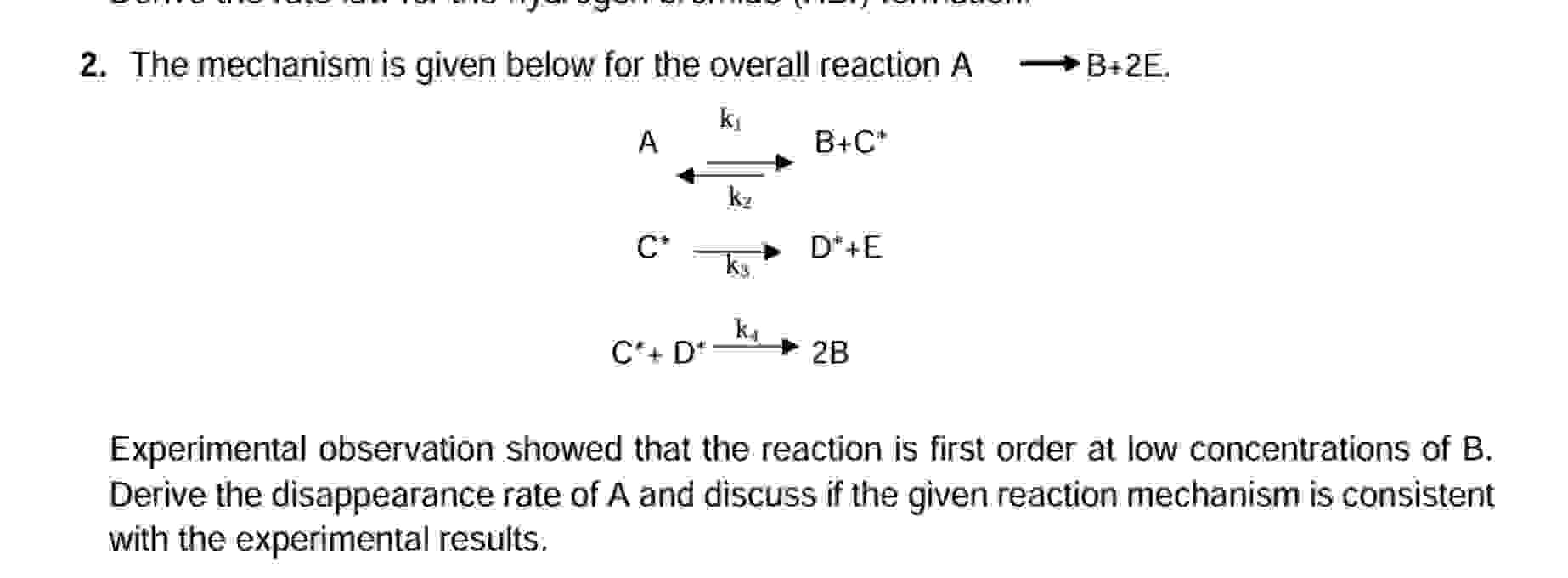 Solved The mechanism is given below for the overall reaction | Chegg.com