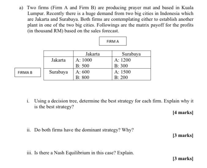 Solved A) Two Firms (Firm A And Firm B) Are Producing Prayer | Chegg.com