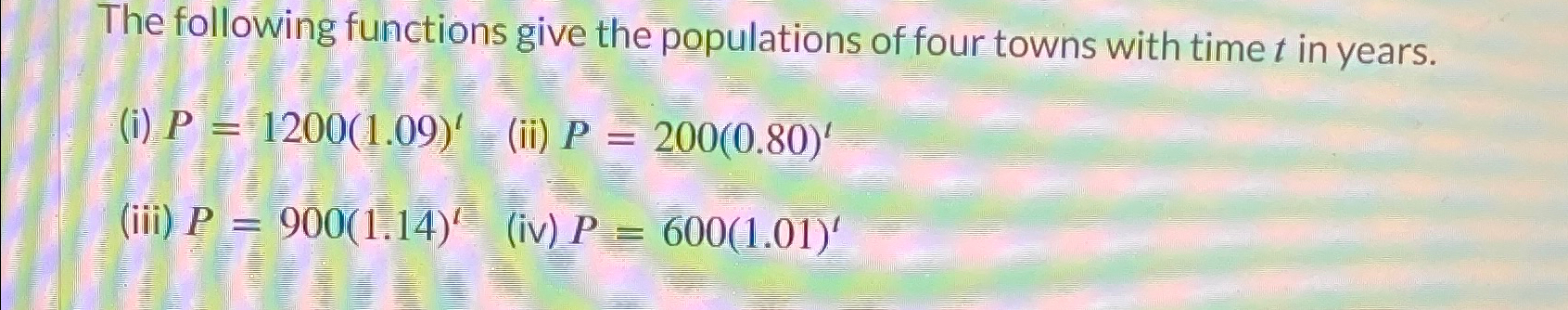 Solved The following functions give the populations of four | Chegg.com