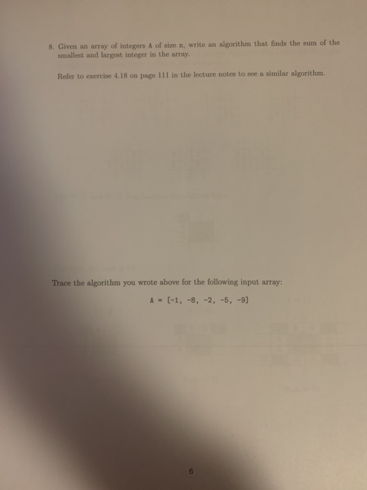 Solved 8. Given an array of integers A of size n, write an | Chegg.com