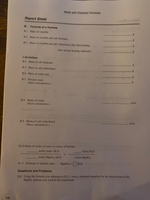 Solved Moles And Chemical Formulas Report Sheet 0 4 How M Chegg Com