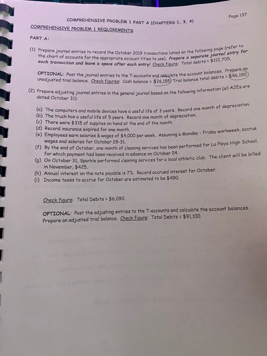 Solved Page 137 COMPREHENSIVE PROBLEM 1 PART A (CHAPTERS 1, | Chegg.com