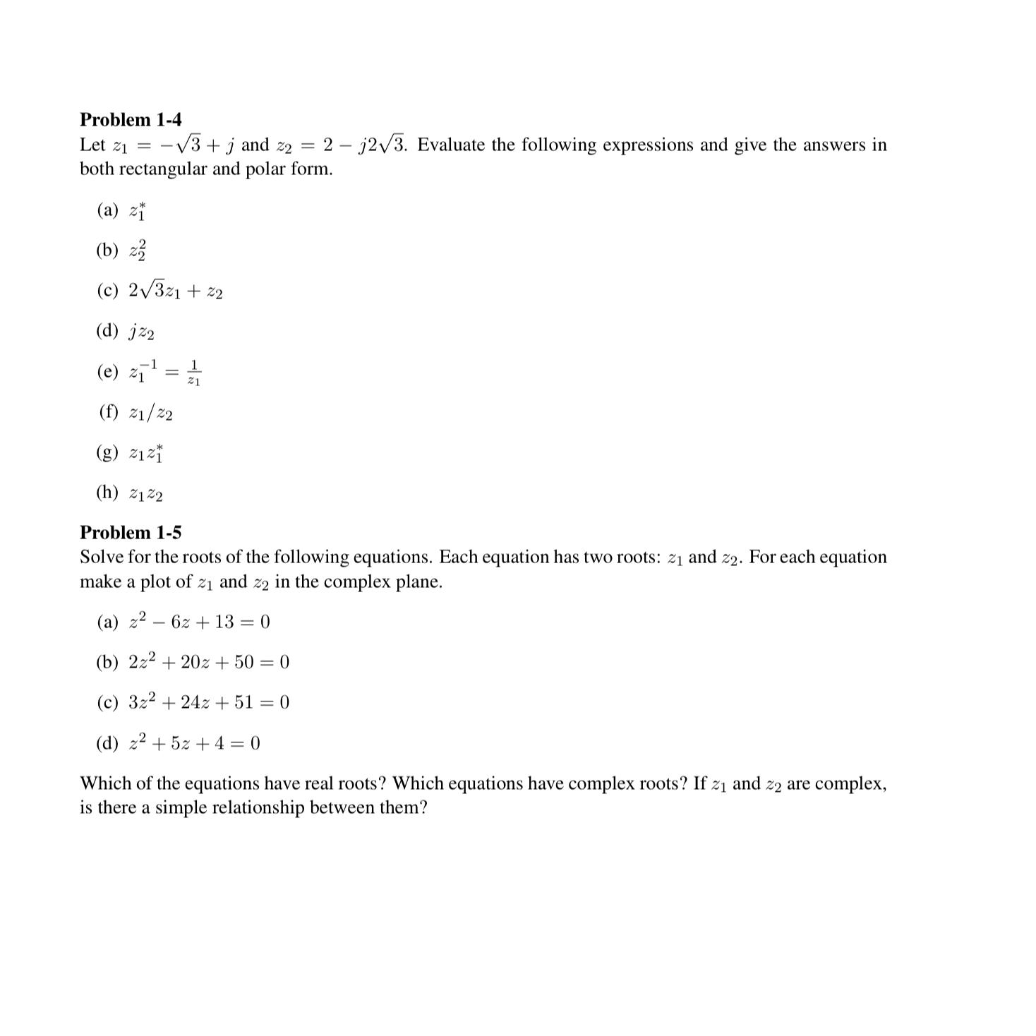 Solved Problem 1-4Let Z1=-32+j ﻿and Z2=2-j232. ﻿Evaluate The | Chegg.com