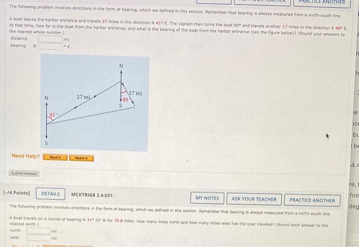Solved The following problem involves directions in the form | Chegg.com