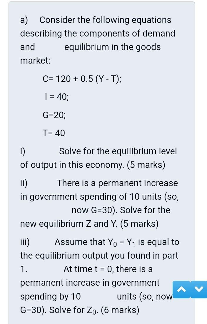 Solved a) Consider the following equations describing the | Chegg.com
