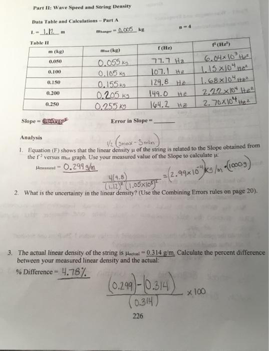 Solved im not sure on how to find slope, error in slope, and | Chegg.com