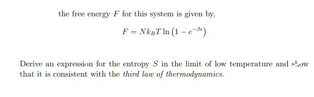 Solved the free energy F for this system is given by, F = | Chegg.com