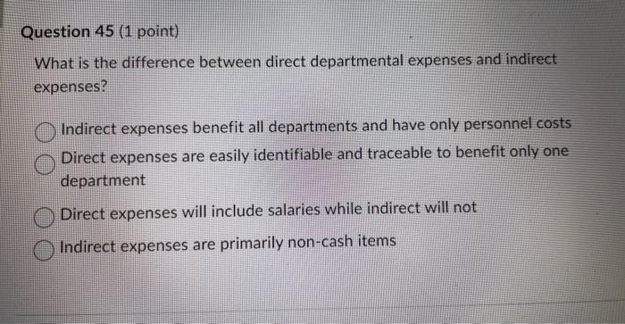 What is the difference between direct departmental | Chegg.com