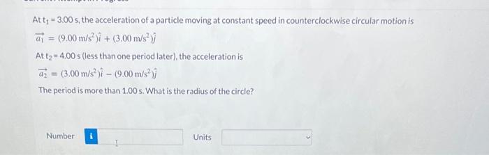 Solved At t1=3.00 s, the acceleration of a particle moving | Chegg.com