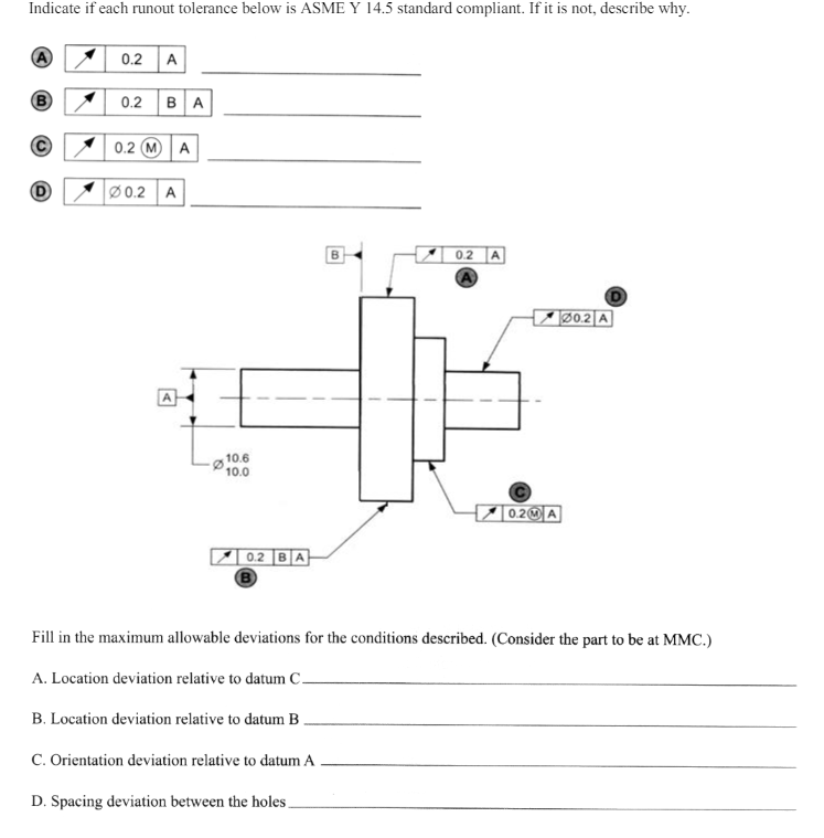 Indicate if each runout tolerance below is ASME Y | Chegg.com