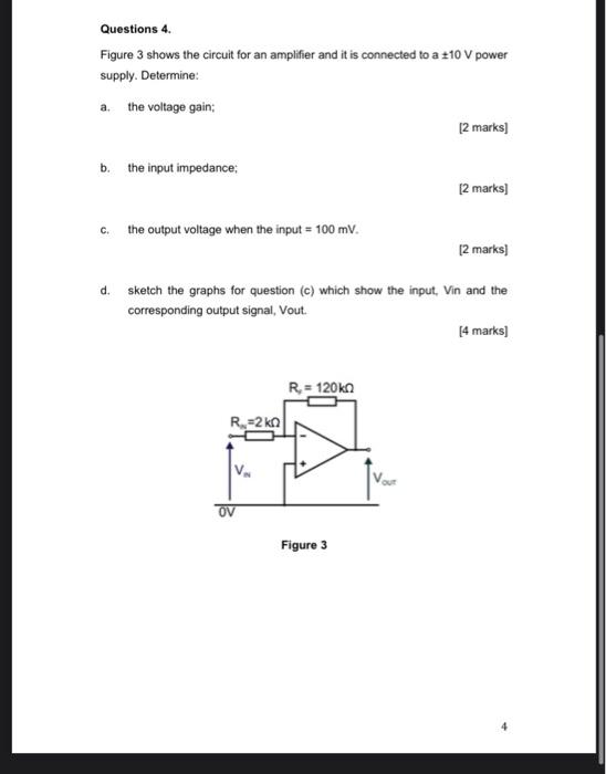 Solved Questions 4. Figure 3 shows the circuit for an | Chegg.com
