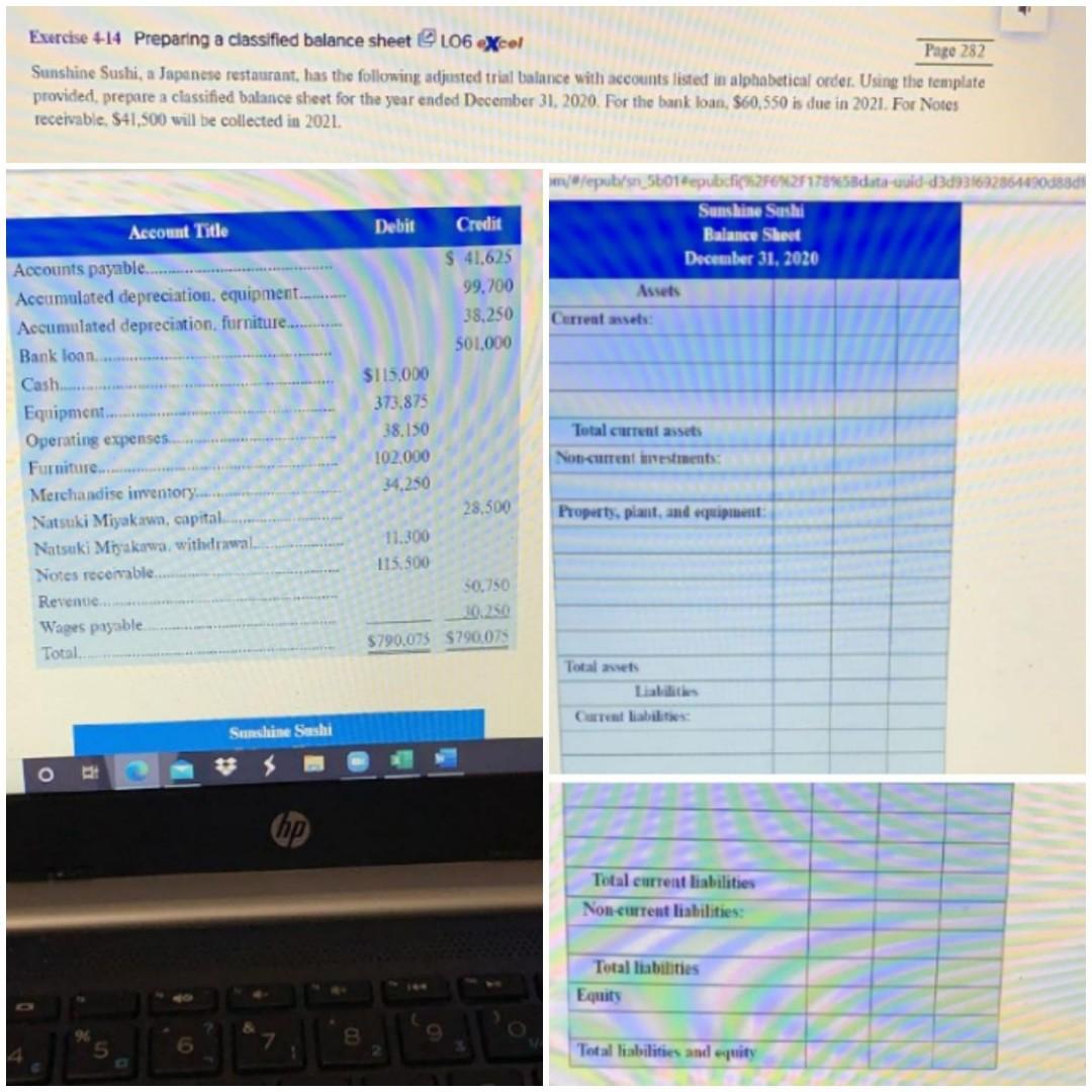 Solved Exercise 4-14 Preparing a classified balance sheet | Chegg.com