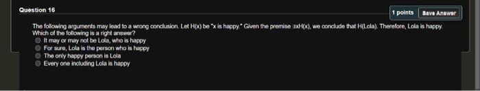 Solved Question 16 1 points Save Answer The following | Chegg.com
