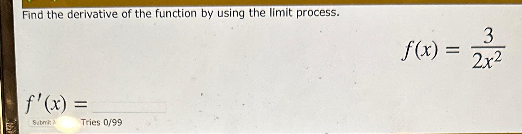 Solved Find the derivative of the function by using the | Chegg.com