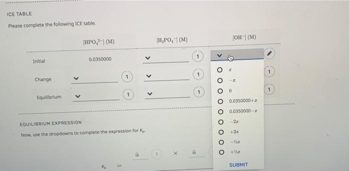 Solved ICE TABLE Please complete the following ICE | Chegg.com