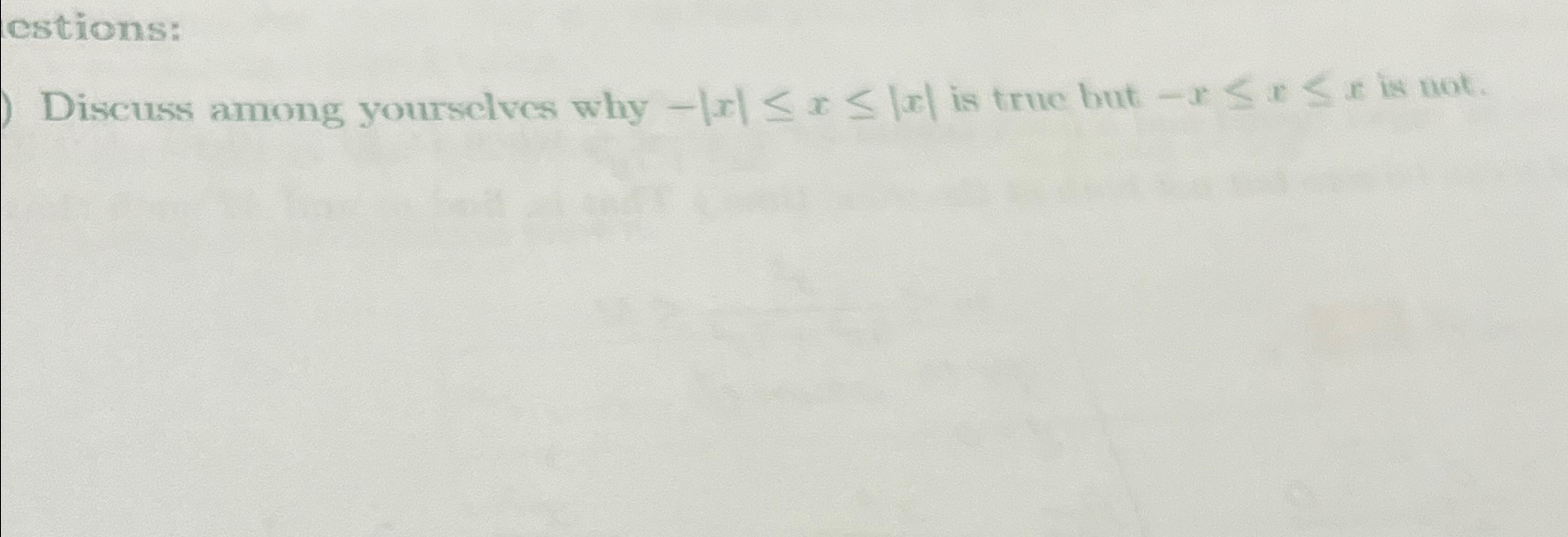 Solved cstionsDiscuss among yourselves why x≤x≤x ﻿is