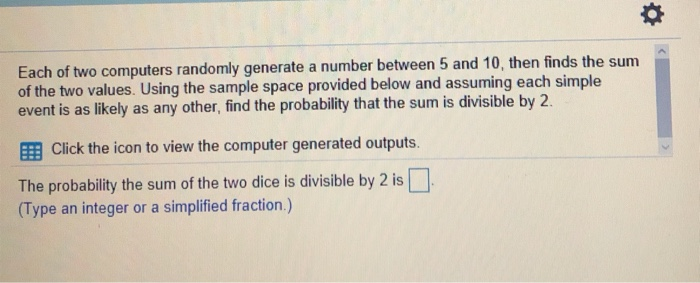 Solved Each Of Two Computers Randomly Generate A Number | Chegg.com